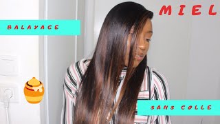 DECOLORATION perruque Couleur MIEL  Pose sans colleHoney BROWN highlights TUTORIAL Ft Donmily Hair [upl. by Raymond]