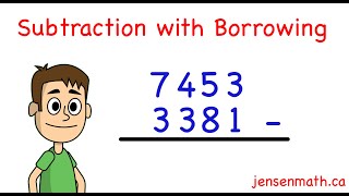 Subtraction with Borrowing  jensenmathca [upl. by Marelya]