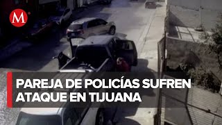 Así fue el ataque armado que sufrió una pareja de policías en Tijuana [upl. by Htiduy678]