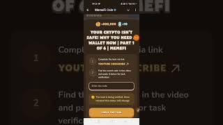 Memefi Video Code today  YOUR CRYPTO ISNT SAFE WHY YOU NEED A WALLET NOW  PART 1 OF 6  MEMEFI [upl. by Mila]