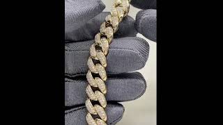 Cuban Link Chain Diamond 10K Yellow Gold Double Rows Full Dense Diamond Setting Fashion Thick [upl. by Teemus]