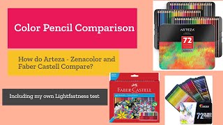 Comparison and light fastness test of Arteza Zenacolor and Faber Castell Classic Color Pencils [upl. by Culberson]