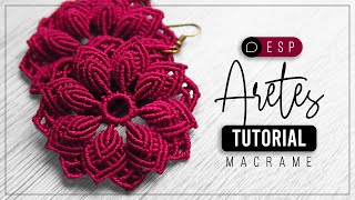 Mandala Monocromática » ☀️ tutorial  como hacer aretes de hilo  diy ● Macrame 211 [upl. by Nilde896]