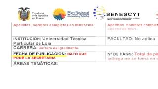 tutorial registro de tesis de la SENESCYT [upl. by Alessig]