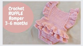 Crochet Ruffle Romper How to crochet a baby romper 36 months crochet winterdresses [upl. by Chelton630]