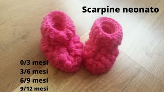 scarpine neonato uncinetto passo passo tutorial  zapatitos crochet paso a paso [upl. by Esorylime]