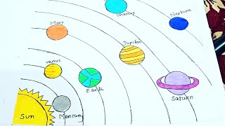 Solar System Drawing How to draw solar system Solar System Planets Drawing Project  Solar System [upl. by Oates]