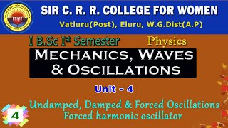 4 BSc 11  Mechanics Waves amp Oscillations  Unit 4  Forced Harmonic Oscillator [upl. by Scharaga354]