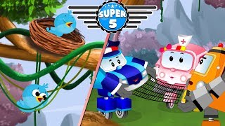 Little Bird is Trapped Baby car calls Super5 Squad Rescue team for Help  Kids Cartoon Ep04 [upl. by Nahum]