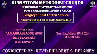 Kingstown Methodist Church Congregational Lenten Service Tuesday March 5th 2024 at 530 pm [upl. by Lianna]