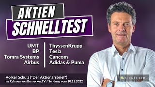 AktienSchnelltest inkl Tesla ThyssenKrupp Adidas Airbus Cancom usw [upl. by Hsac]