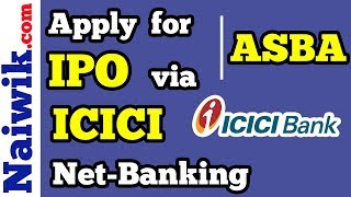 Apply for IPO online via ICICI bank netbanking  ASBA facility   Zerodha CDSL [upl. by Adabel]