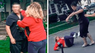 Karens Gets KNOCKED OUT After Neighbors Fight Back [upl. by Ennagrom]