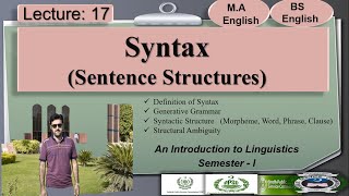 Syntax  Syntactic Analysis  Structural Ambiguity  Lecture 17 Linguistics I [upl. by Parfitt204]