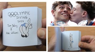 Olympic diving flipbook  Tom Daley and Noah Williams dive for bronze 🥉flipbookanimation tomdaley [upl. by Etireuqram]