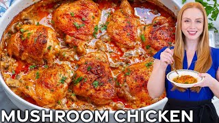 Easy Creamy Mushroom Chicken Recipe 5Star Chicken Dinner [upl. by Chrissy]