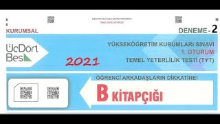 345 KURUMSAL DENEME 2 TYT   PDF li  MATEMATİK ÇÖZÜMLERİ 2021 [upl. by Maroj]