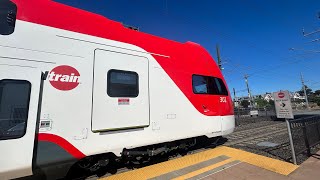 Caltrain Stadler KISS EMU 302 and 301 at Burlingame station from 9524 [upl. by Clothilde]