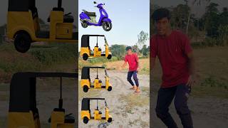 Three wheeler to scooter Rickshaw Toto amp Bicycle  Trending vfx magical video shortsfeed [upl. by Nosittam]