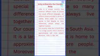 Unity in Diversity Our Country Essay  paragraph on unity in diversity [upl. by Ellehcer895]