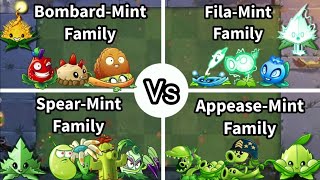 PvZ2 Battlez  Appease Vs Bombard Vs Fila Vs Spear Mint Family  COMMENT WHICH TEAM IS MOST OP [upl. by Yelats]