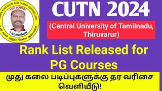 Central University Thiruvarur  Rank List Released for PG Courses ktvschool cutn [upl. by Sikleb]