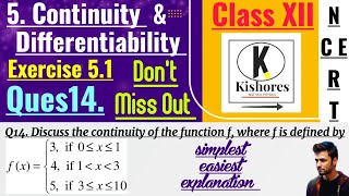 Continuity And Differentiability class 12 exercise 51 Q14 [upl. by Adnauq]