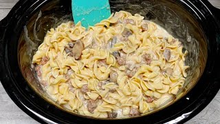 Ground Beef Stroganoff Crockpot Recipe [upl. by Niras799]