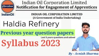 IOCL Haldia Refinery Previous Year Question Papers  IOCL Apprentice Question Paper [upl. by Yentroc]