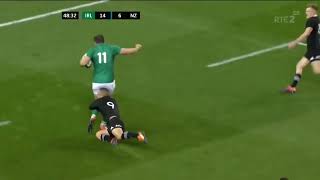 Jacob Stockdale try 2018 Ireland v New Zealand rugby [upl. by Nywloc]