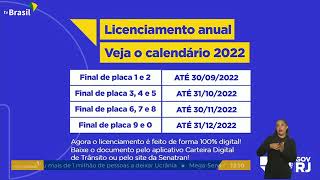 RJ  DetranRJ divulga calendário para licenciamento anual [upl. by Ahsilek108]