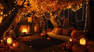 Magical Cozy Autumn Ambience  Fireplace Crackle Soft Rain amp Enchanted Fall Vibes 🍁 [upl. by Rexferd]