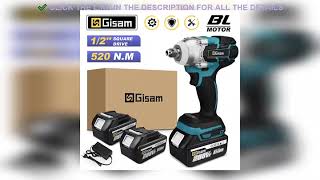 ✔️Gisam 520NM Brushless Electric Impact Wrench Cordless Elect [upl. by Morey]