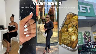 VLOGTOBER 3 can these exams come to an end sea food boil content day new nails errands run [upl. by Kantos]