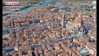 Firenze Marathon 2023 fly over the marathon 3D course map [upl. by Anstus541]