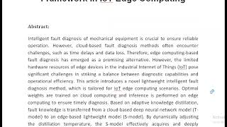 Adaptive Knowledge Distillation Based Lightweight Intelligent Fault Diagnosis Framework in IoT Edge [upl. by Aslam]