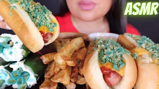 ASMR CHEESY BLUE TAKIS HOT DOGS TIK TOK TAKIS JALAPEÑOS CREAM CHEESE amp FRIES 먹방 Mukbang TRUASMR [upl. by Ecirtael]