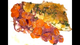 Branzino 0002 gratinato accompagnato con cipolle e carote 0001 [upl. by Clara64]