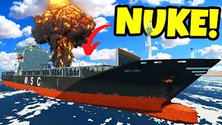 TSUNAMI SURVIVAL With a Cargo Ship with a Nuke in Stormworks Multiplayer [upl. by Einnij]