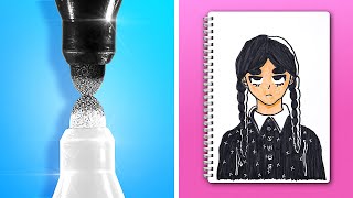 FUN amp EASY DRAWING HACKS for BEGINNERS  Good VS Bad Student Art Battle by 123 GO CHALLENGE [upl. by Korrie]