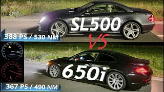 Mercedes SL 500 R230 vs BMW 650i E63 Acceleration 0250 Kmh [upl. by Lula]