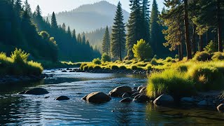 Mountain stream flowing Flowing water Forest River Stream river sounds relaxing river [upl. by Codee]