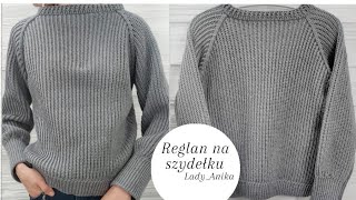 Nr3 Sweter na szydełku jak Raglan wzór jak na drutach  damskomęski  Crochet unisex Sweater [upl. by Ramsay]