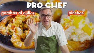 Pro Spanish Chef Cooks Gambas Al Ajillo amp Pinchos  Chef Chele Gonzalez [upl. by Kifar]