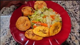 Cooking Jamaican breakfast seasoning saltfish Fried dumplings with cabbage [upl. by Darell317]