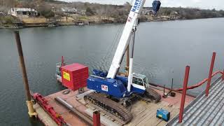 Mid Construction View of a Massive Dock Build on Lake Austin boatdock marineconstruction [upl. by Pinkham412]