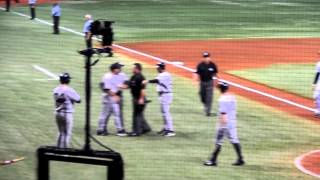 Derek Jeter hit by pitch Girardi goes ballistic at Rays ejected [upl. by Sedinoel]