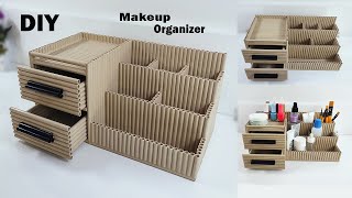 DIY  Makeup Organizer  How to make a Desktop Cosmetic Storage from Waste Paper [upl. by Linzy585]