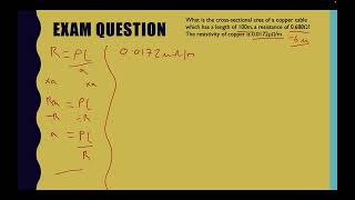 Exam question walkthrough  What is the cross sectional area of a length of cable R  pl  a [upl. by Otiv716]