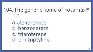 Top 200 Drugs Practice Test Question  The generic name of Fosamax is PTCB PTCE NAPLEX NCLEX Prep [upl. by Harriman]